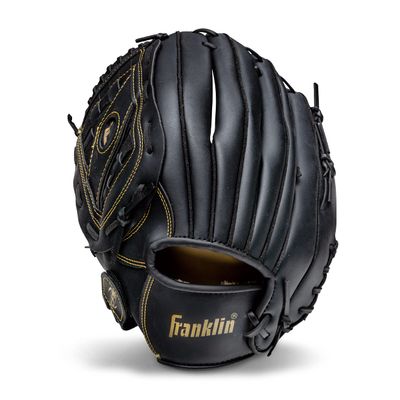 Franklin Sports Field Master Baseball + Softball Glove - Adult + Youth Glove - 14.0 Inch - Left Hand Throw - Men's + Women's - Black/Gold