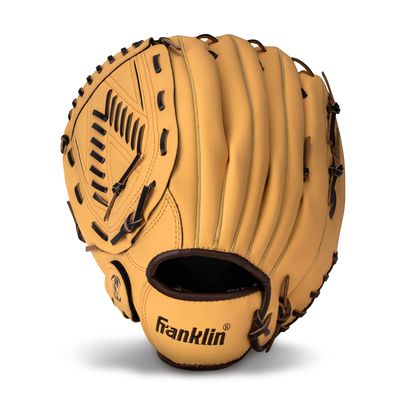 Franklin Sports Field Master Baseball + Softball Glove - Adult + Youth Glove - 13.0 Inch - Left Hand Throw - Men's + Women's - Camel Brown