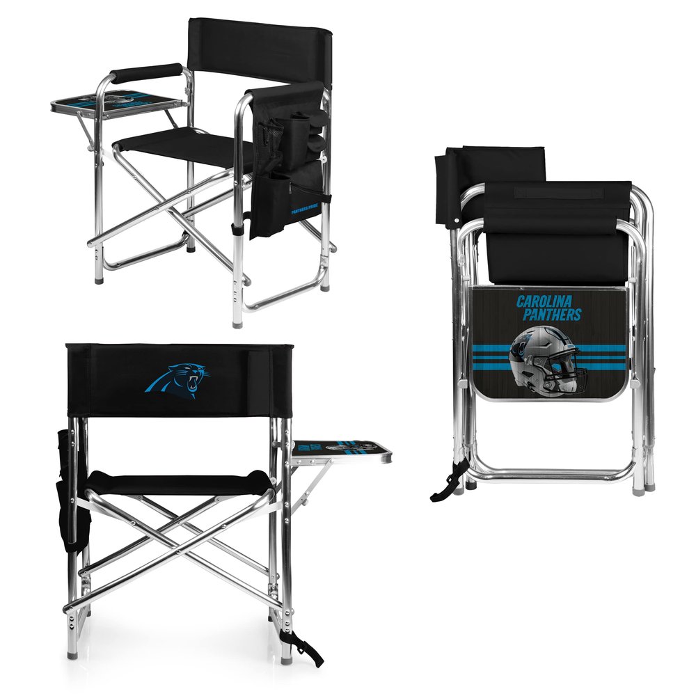 PICNIC TIME NFL Carolina Panthers Sports Chair with Side Table, Beach Chair, Camp Chair for Adults