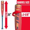 Franklin Sports Kids Metal Tball + Baseball Bat - Barracuda Youth Composite Teeball Bat - USA Baseball Certified for Boys + Girls Tee Ball - 25" inches/ 12oz - Drop -13 - Red view 2