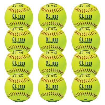 Franklin Sports 12" Fastpitch Softballs - 12 Pack, Official Size and Weight, Durable Construction, Optic Yellow Cover, Flat Seams, Synthetic Cover