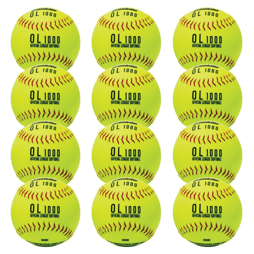Franklin Sports 12" Fastpitch Softballs - 12 Pack, Official Size and Weight, Durable Construction, Optic Yellow Cover, Flat Seams, Synthetic Cover