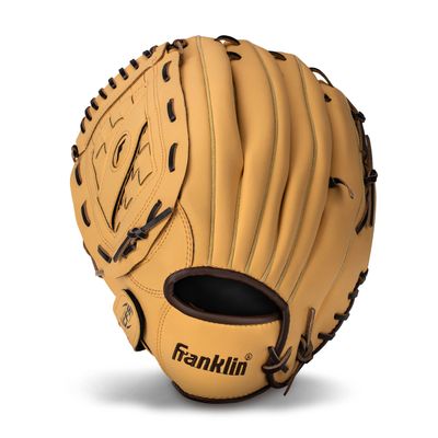 Franklin Sports Field Master Baseball + Softball Glove - Adult + Youth Glove - 14.0 Inch - Left Hand Throw - Men's + Women's - Camel Brown