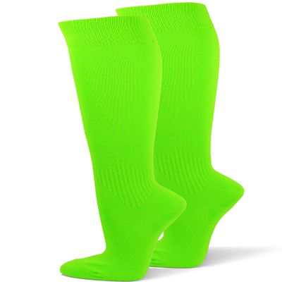 COUVER Polyester Softball Soccer Socks Baseball Football Socks for Youth Men and Women, Medium, Apple Green, 1 Pair