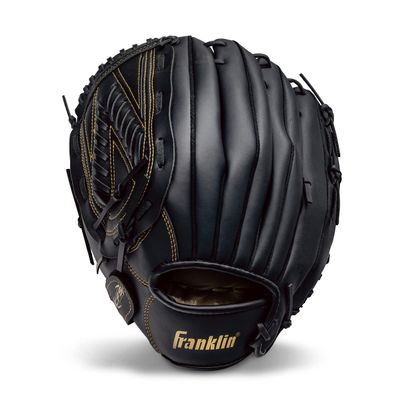 Franklin Sports Field Master Baseball + Softball Glove - Adult + Youth Glove - 13.0 Inch - Left Hand Throw - Men's + Women's - Black/Gold