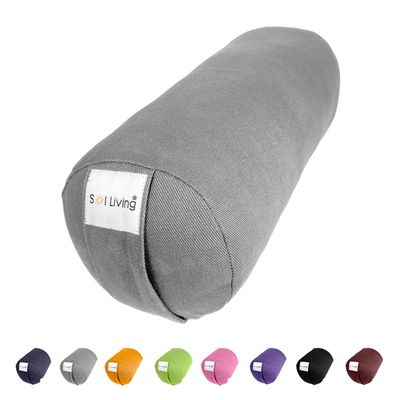 Sol Living Yoga Bolster Pillow for Restorative Yoga Meditation Bolster 100% Cotton Cylindrical Meditation Cushion Firm Yoga Cushion Bolster Washable Cover for Balance Support Asana Poses
