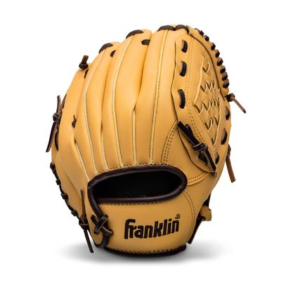 Franklin Sports Field Master Baseball + Softball Glove - Adult + Youth Glove - 10.0 Inch - Right Hand Throw - Men's + Women's - Camel Brown