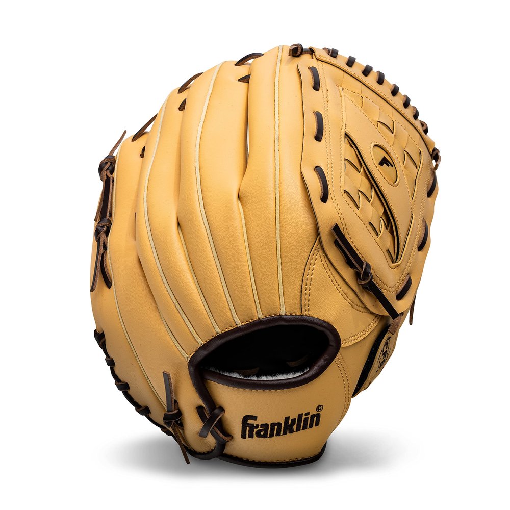 Franklin Sports Field Master Baseball + Softball Glove - Adult + Youth Glove - 14.0 Inch - Right Hand Throw - Men's + Women's - Camel Brown