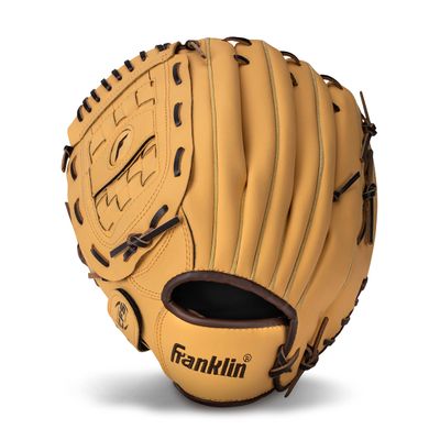 Franklin Sports Field Master Baseball + Softball Glove - Adult + Youth Glove - 12.5 Inch - Left Hand Throw - Men's + Women's - Camel Brown