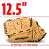 Franklin Sports Field Master Baseball + Softball Glove - Adult + Youth Glove - 12.5 Inch - Left Hand Throw - Men's + Women's - Camel Brown view 4