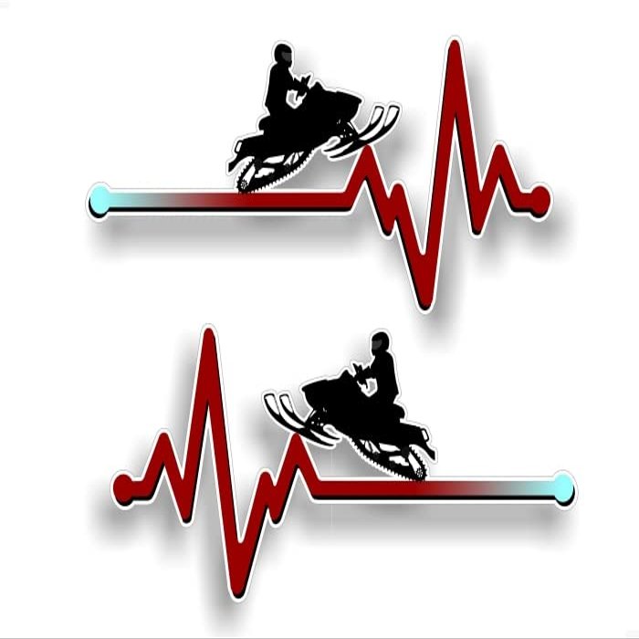 2 Heartbeat Pulse Sledding 9'' Decals 4x4 Offroad Truck Box Sled Snowmobile Hauling Trailer Accessories Vinyl Stickers