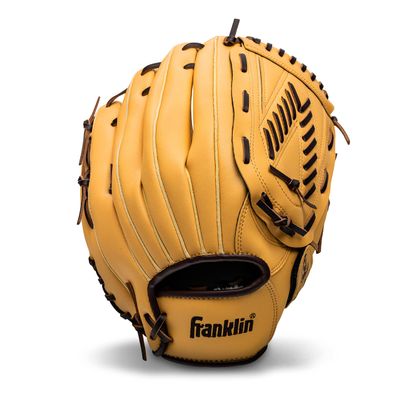 Franklin Sports Field Master Baseball + Softball Glove - Adult + Youth Glove - 13.0 Inch - Right Hand Throw - Men's + Women's - Camel Brown