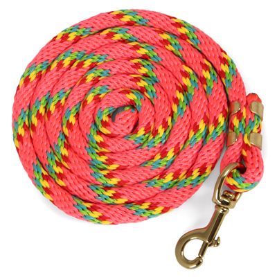 Jeffers Equine Nylon Horse Lead Rope, 5/8" x 8', Pink - Heavy Duty, Durable Nylon Rope with Bolt Snap, Rust Resistant Brass Hardware for Horses - Training, Grooming, & Equestrian Accessories