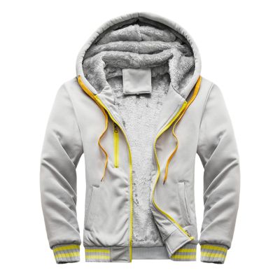 Vogrtcc Men Hoodies Winter Thick Warm Fleece Zipper Coat Male Streetwear Hoodies Sweatshirts