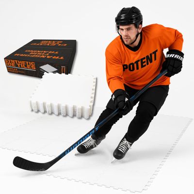 Skateable Synthetic Ice Tiles  1818 Interlocking Tiles for Skating, Shooting & Stickhandling  Self-Lubricating, Durable Surface for Indoor & Outdoor Year-Round Training (10 pcs/pack, 21 SQFT)