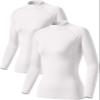 TSLA Women's Thermal Long Sleeve Tops, Mock Turtle & Crew Neck Shirts, Fleece Lined Compression Base Layer, Mock 2pack White/White, X-Small view 1