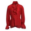 Mens Vampire Shirt,Pirate Style Renaissance Victorian Gothic Medieval Steampunk Ruffle Blouse for Men,Old Fashined Retro Vintage Style Drama Roleplay 1800s 1714s Shirt(B-Red,Medium) view 1