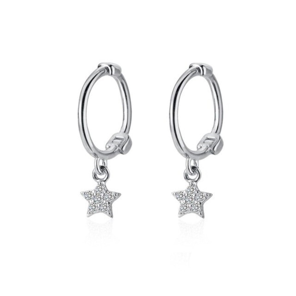 DAOMEI Real 925 Sterling Silver Earrings Women Fashion Heart/Star Small Love Stud Ear Clip Jewelry Gift