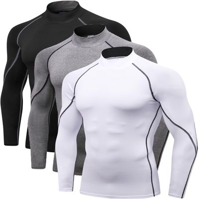 2/3 Pack Men's Compression Shirts Long Sleeve Workout Shirts Mock Turtleneck Athletic Base Layer Active Undershirts Tops