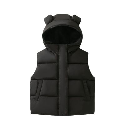 Toddler Boys Girls Sleeveless Winter Warm Outwear Vest Jacket Coat Bear Ears Solid Boys Winter Coat (A, 1-2 Years)