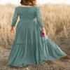 MITILLY Girls Lace Flower 3/4 Sleeve Ruffle A-Line Swing Wedding Party Long Maxi Dress with Pockets Size 8 Light Green view 3