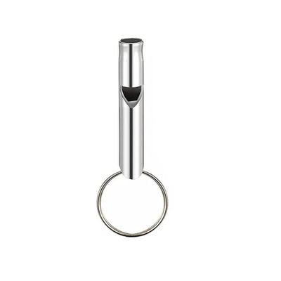 Camping Whistle with Keychain Aluminum Emergency Survival Whistle for Camping Hiking Hunting Outdoors Sport - Silver