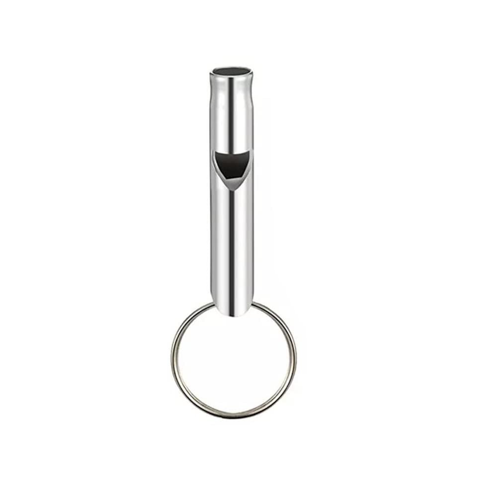 Camping Whistle with Keychain Aluminum Emergency Survival Whistle for Camping Hiking Hunting Outdoors Sport - Silver