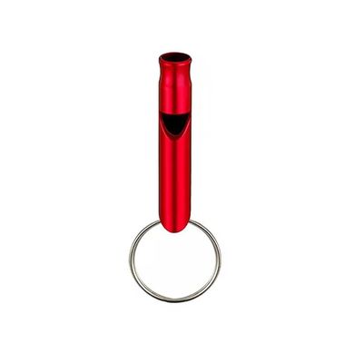 Camping Whistle with Keychain Aluminum Emergency Survival Whistle for Camping Hiking Hunting Outdoors Sport - Red