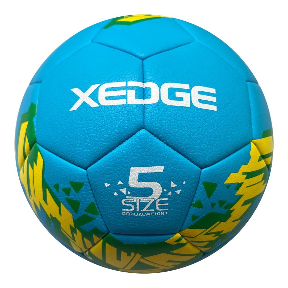 XEDGE Official Size Soccer Ball,Size 5 Training Ball for Girls,Boys,Youth Teenagers,Adults,Machine Stitched for Indoor Outdoor Play (Blue, Size 5)