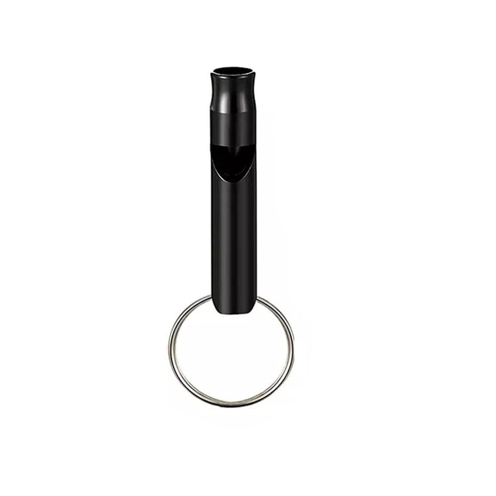 Camping Whistle with Keychain Aluminum Emergency Survival Whistle for Camping Hiking Hunting Outdoors Sport - Black
