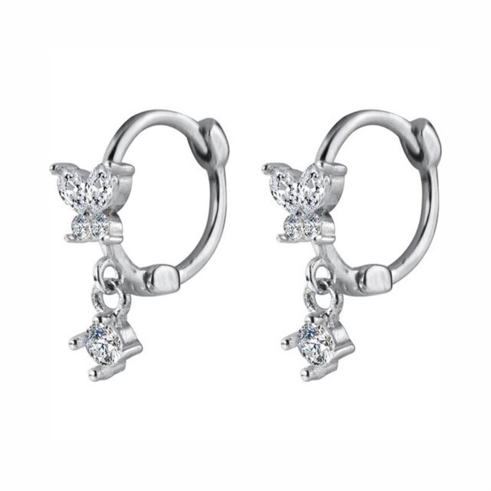 DAOMEI Real 925 Sterling Silver Earrings Women Fashion Heart/Star Small Love Stud Ear Clip Jewelry Gift