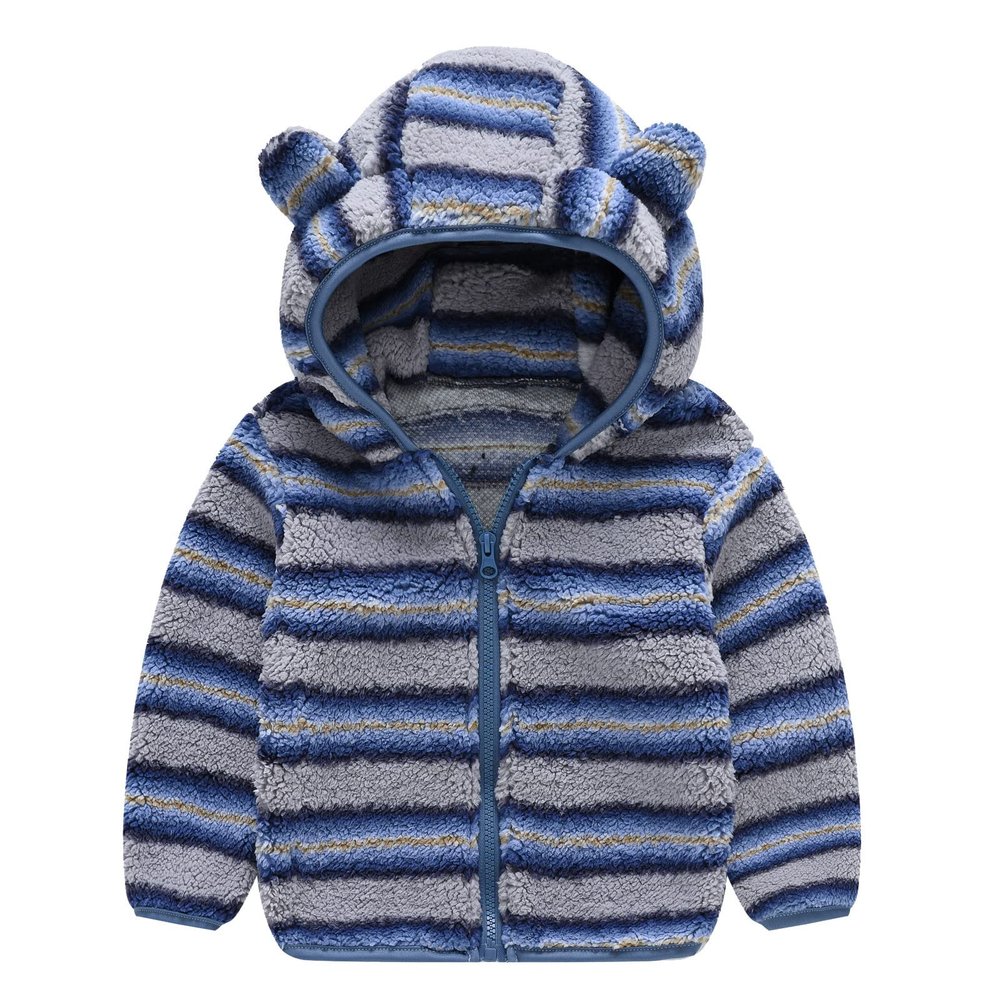Toddler Kids Girls Casual Zip Up Cartoon Ear Fleece Hooded Jacket Coat Long Sleeve Thicken Girls (Dark Blue, 3-6 Months)