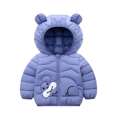 Toddler Boys Girls Winter Windproof Cartoon Prints Bear Ears Hooded Coat Jacket Kids Warm Outerwear (Blue, 6-12 Months)