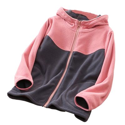 Toddler Boys Girls Long Sleeve Winter Patchwork Colour Fleece Zippered Hoodie Coat Winter Jacket with (Pink, 9-10 Years)