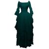 Renaissance Dress Women's Medieval Chemise Dresses Peasant Tops Irish High Low Victorian Dress Off Shoulder Ruffle Sundress Green view 1