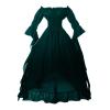 Renaissance Dress Women's Medieval Chemise Dresses Peasant Tops Irish High Low Victorian Dress Off Shoulder Ruffle Sundress Green view 3
