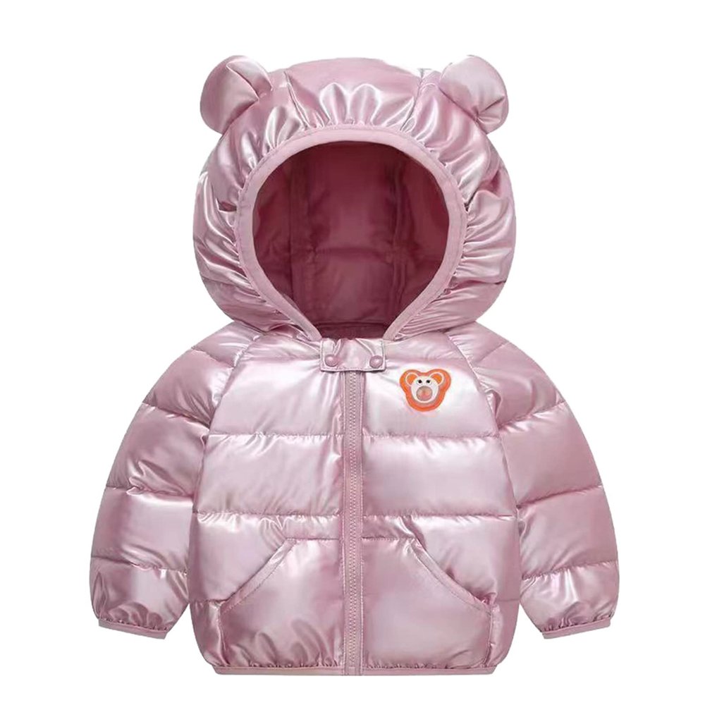 Toddler Boys Girls Winter Windproof Cartoon Shine Bear Hooded Coat Jacket Kids Little Girls Jackets (Pink, 2-3 Years)