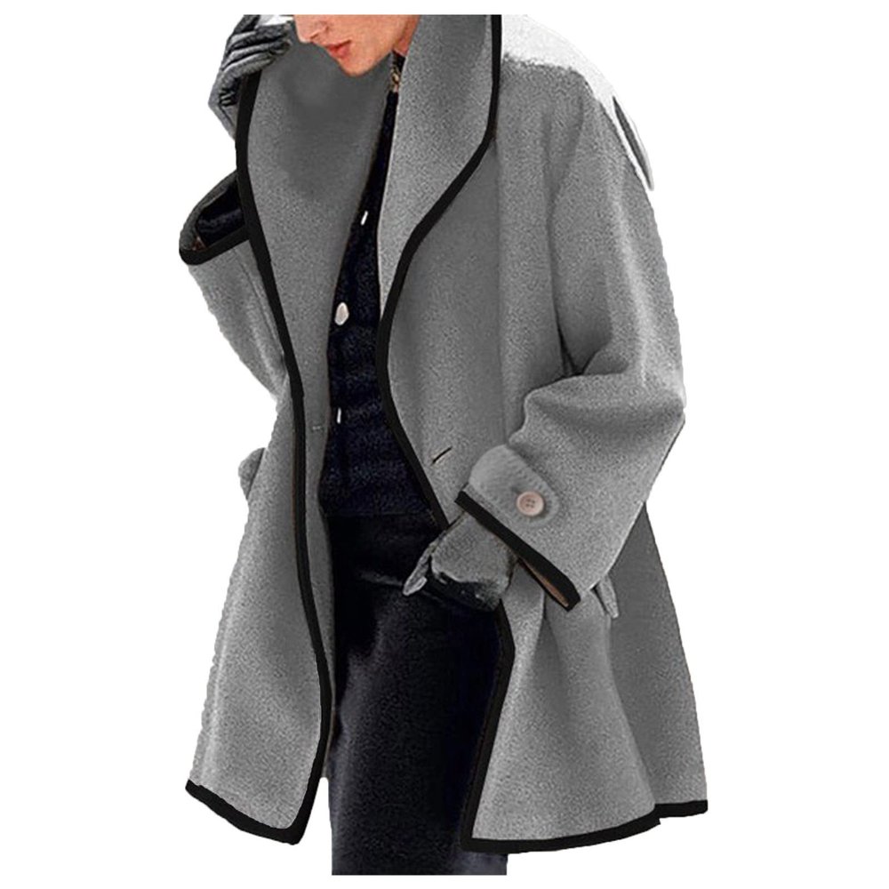 XUETON Women's Long Trenchcoat Casual Lapel Open Front Winter Wool Blend Warm Coat Overcoat with Pockets