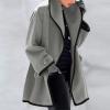 XUETON Women's Long Trenchcoat Casual Lapel Open Front Winter Wool Blend Warm Coat Overcoat with Pockets view 3