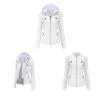 JEsilunmaMY Women's Removable Hooded Leather Jackets Long Sleeve Full Zip Moto Biker Coat Plus Size Slim Fit Motocycle Hoodie (White,X-Small) view 2