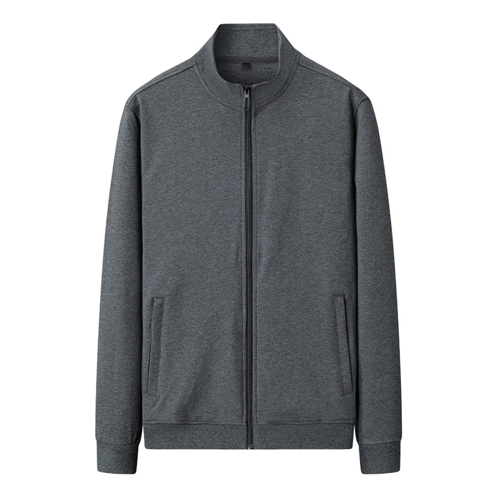 Maiyifu-GJ Men's Full Zip Running Track Jacket Loose Fit Zipper Mock Neck Sweatshirt Lightweight Workout Athletic Jackets (Dark Grey,X-Large)