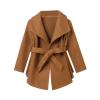 Girls Dress Coat Lapel Double Breasted Pockets Long Winter Coat with Belt 1-6Y Winter Coats Outer (Brown, 5-6 Years) view 1