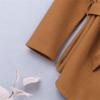 Girls Dress Coat Lapel Double Breasted Pockets Long Winter Coat with Belt 1-6Y Winter Coats Outer (Brown, 5-6 Years) view 2