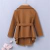 Girls Dress Coat Lapel Double Breasted Pockets Long Winter Coat with Belt 1-6Y Winter Coats Outer (Brown, 5-6 Years) view 4