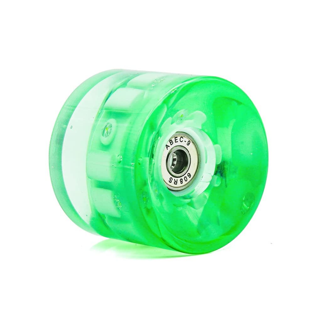 KAUYITWA 65mm Light Up Skateboard Wheels 78A + ABEC-9 Bearing Steel (Pack of 4) (Green)