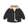 Baby Boys Girls Down Jacket Kids Toddler Cotton Lined Top Lapel Button Down Thicked Warm Coat Winter (Black, 3-4 Years)