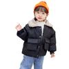 Baby Boys Girls Down Jacket Kids Toddler Cotton Lined Top Lapel Button Down Thicked Warm Coat Winter (Black, 3-4 Years) view 4