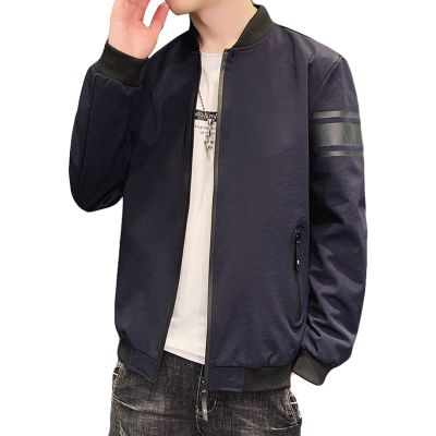 Maiyifu-GJ Men's Full Zip Bomber Jacket Casual Lightweight Active Windbreaker Spring Fall Thin Windproof Coat Outwear (Blue,X-Large)