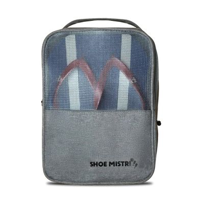 Shoe Mistri Travel Shoe Bag for Storage Shoes, Leather Sneaker Organizer, Packing Shoes Backpack for Travel, Holds 3 Pairs for Traveling and Daily Use, Footwear Storage Bag (Grey)