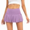 XNMAYA Women Pleated Tennis Skirt High Waisted Golf Athletic Skort Mini Skirts with Shorts Pockets Workout Running Apparel Purple Small view 1